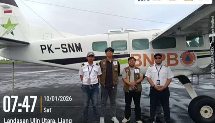 Modifikasi Cuaca Kalsel, Pesawat OMC Semai Awan  Di Langit Banjarmasin